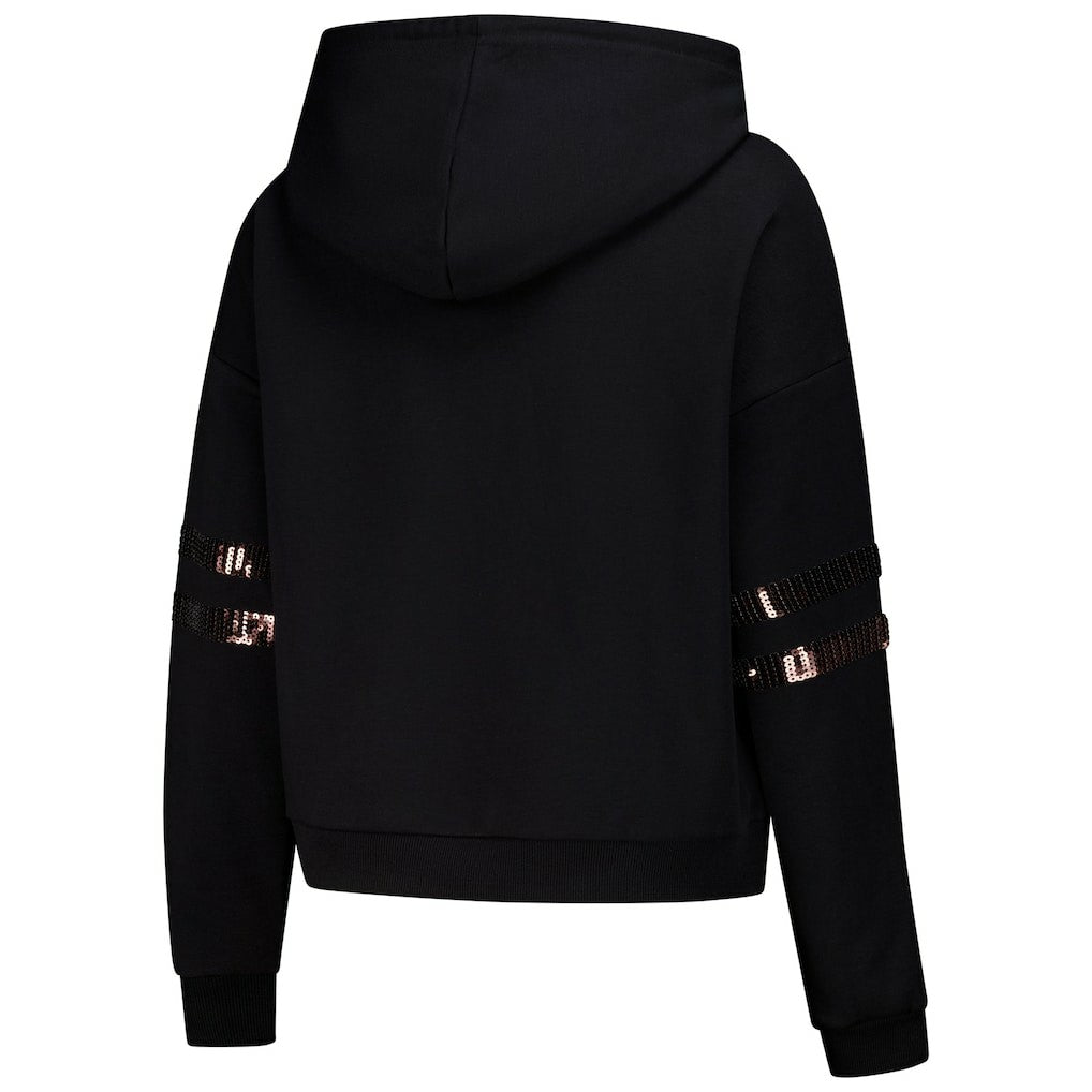 Cleveland Browns Cuce Women's Cropped Sequins Pullover Hoodie Black
