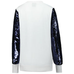 Dallas Cowboys Cuce Women's Sequin Sleeve V-Neck Pullover Sweatshirt- White