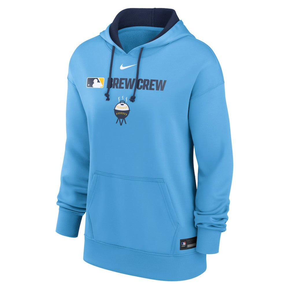 Milwaukee Brewers Nike Women's City Connect Authentic Collection Therma-FIT Hoodie - Powder Blue Hoodies