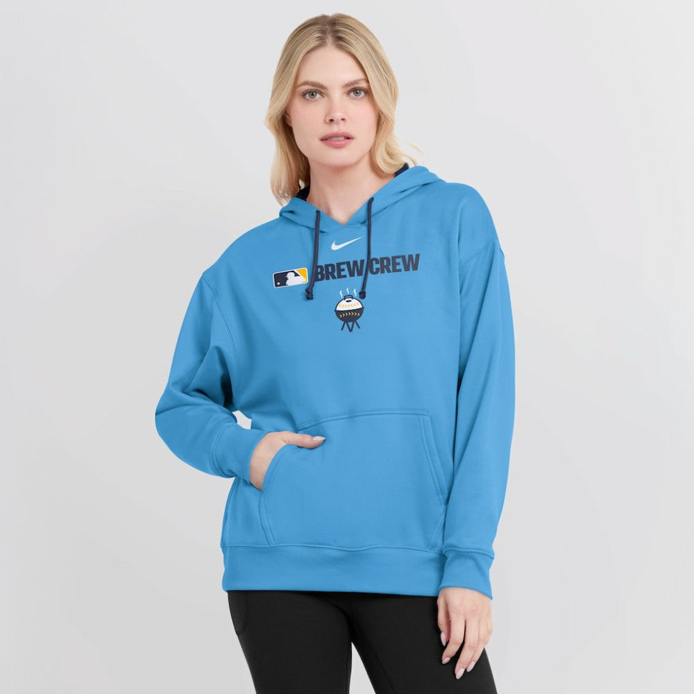 Milwaukee Brewers Nike Women's City Connect Authentic Collection Therma-FIT Hoodie - Powder Blue Hoodies