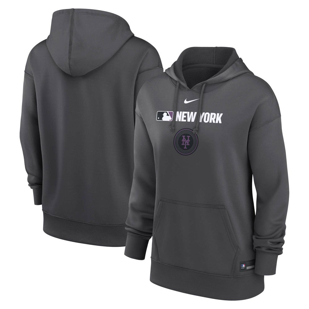 New York Mets Nike Women's City Connect Authentic Collection Therma-FIT Hoodie - Anthracite Hoodies