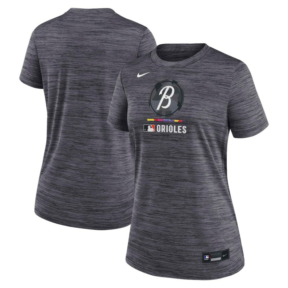 Baltimore Orioles Nike Women's Authentic Collection City Connect Velocity Dri-FIT T-Shirt - Charcoal T-shirts