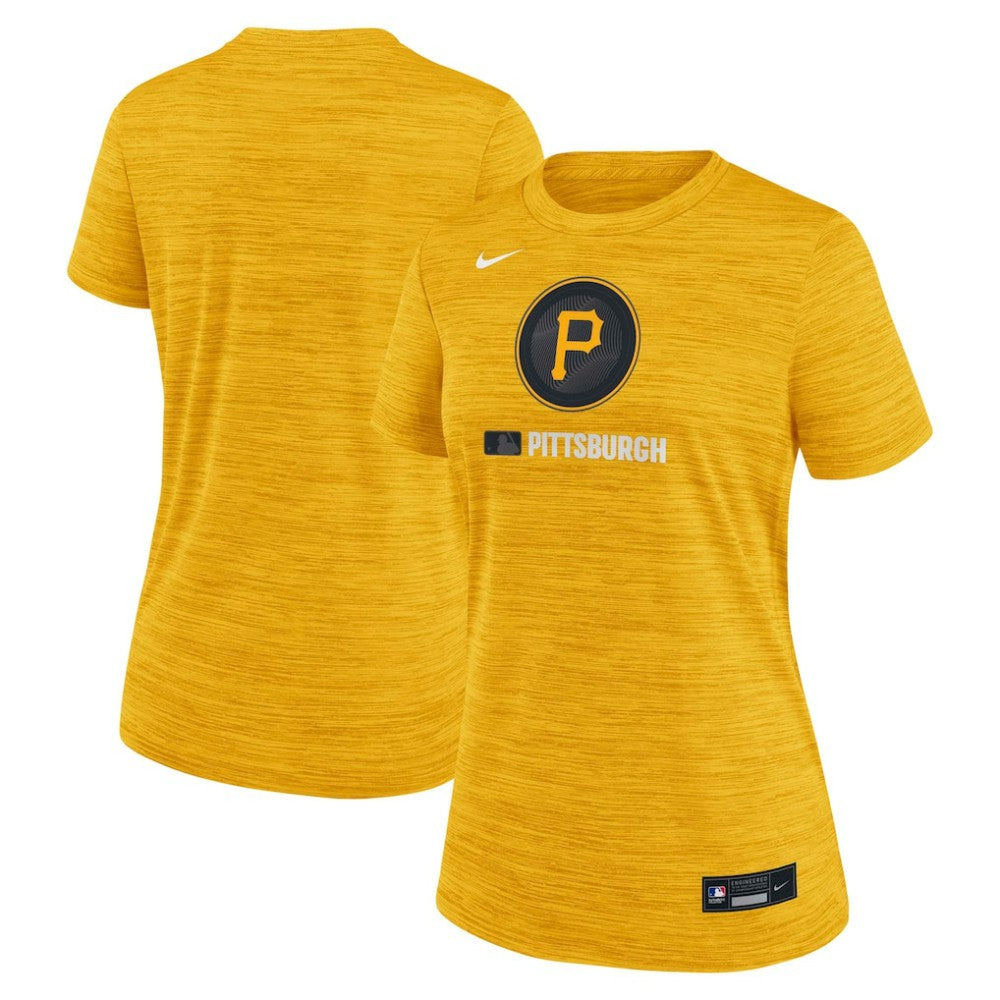 Pittsburgh Pirates Nike Women's Authentic Collection City Connect Velocity Dri-FIT T-Shirt - Gold T-shirts