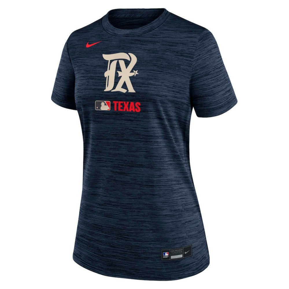 Texas Rangers Nike Women's Authentic Collection City Connect Velocity Dri-FIT T-Shirt - Navy T-shirts