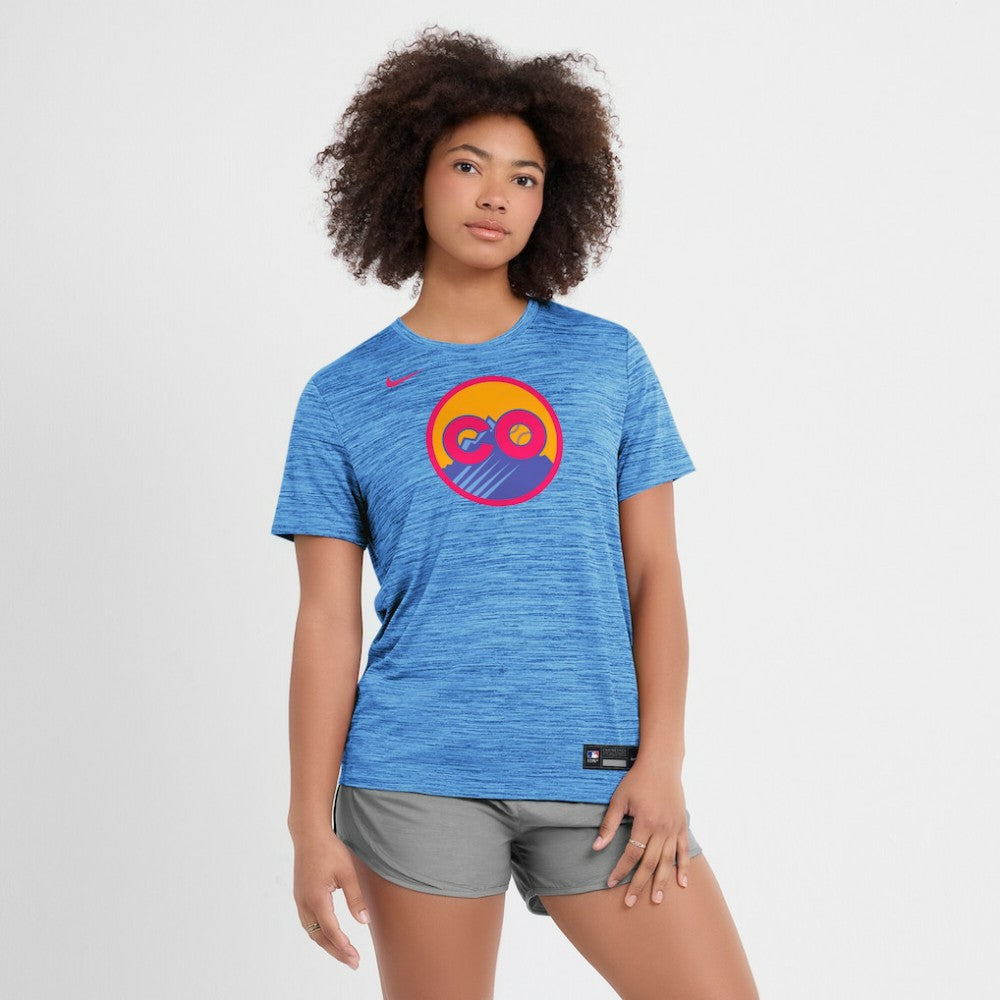 Colorado Rockies Nike Women's 2025 City Connect Authentic Collection Velocity Dri-FIT T-Shirt - Blue T-shirts