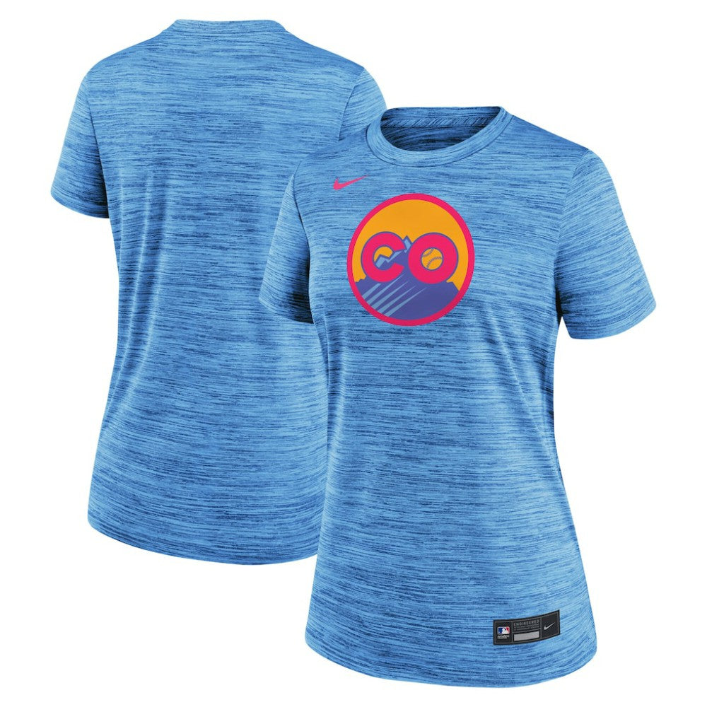 Colorado Rockies Nike Women's 2025 City Connect Authentic Collection Velocity Dri-FIT T-Shirt - Blue T-shirts