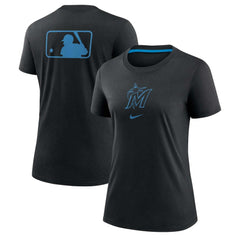 Miami Marlins Nike Women's Authentic Collection Early Work Tri-Blend T-Shirt - Black T-shirts