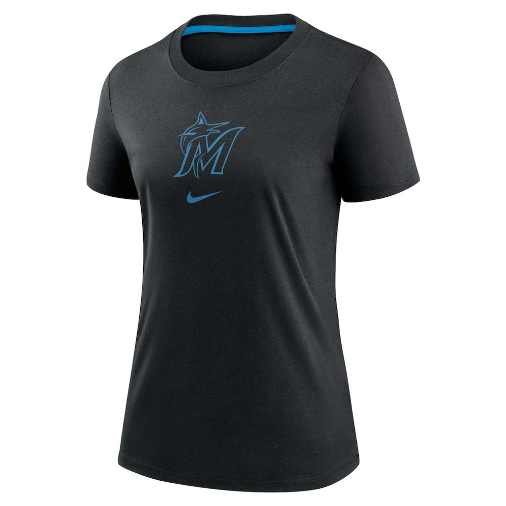 Miami Marlins Nike Women's Authentic Collection Early Work Tri-Blend T-Shirt - Black T-shirts