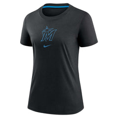 Miami Marlins Nike Women's Authentic Collection Early Work Tri-Blend T-Shirt - Black T-shirts