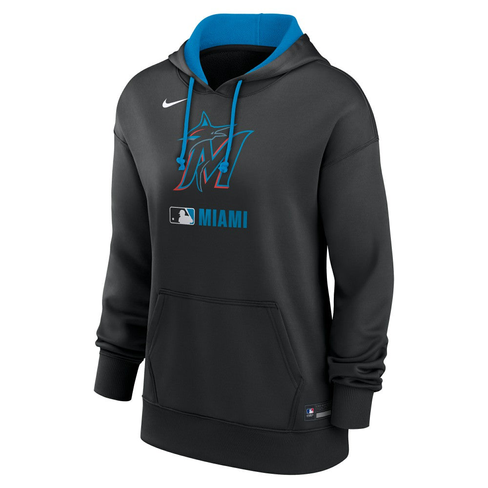 Miami Marlins Nike Women's Authentic Collection Therma-FIT Hoodie - Black Hoodies