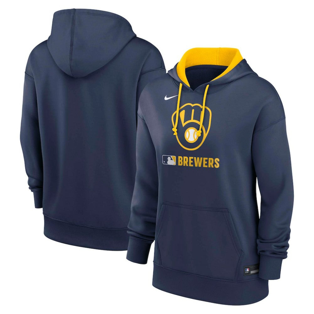 Milwaukee Brewers Nike Women's Authentic Collection Therma-FIT Hoodie - Navy Hoodies