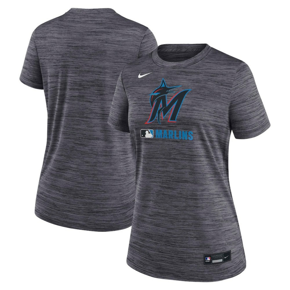 Miami Marlins Nike Women's Authentic Collection Velocity Dri-FIT T-Shirt - Black T-shirts