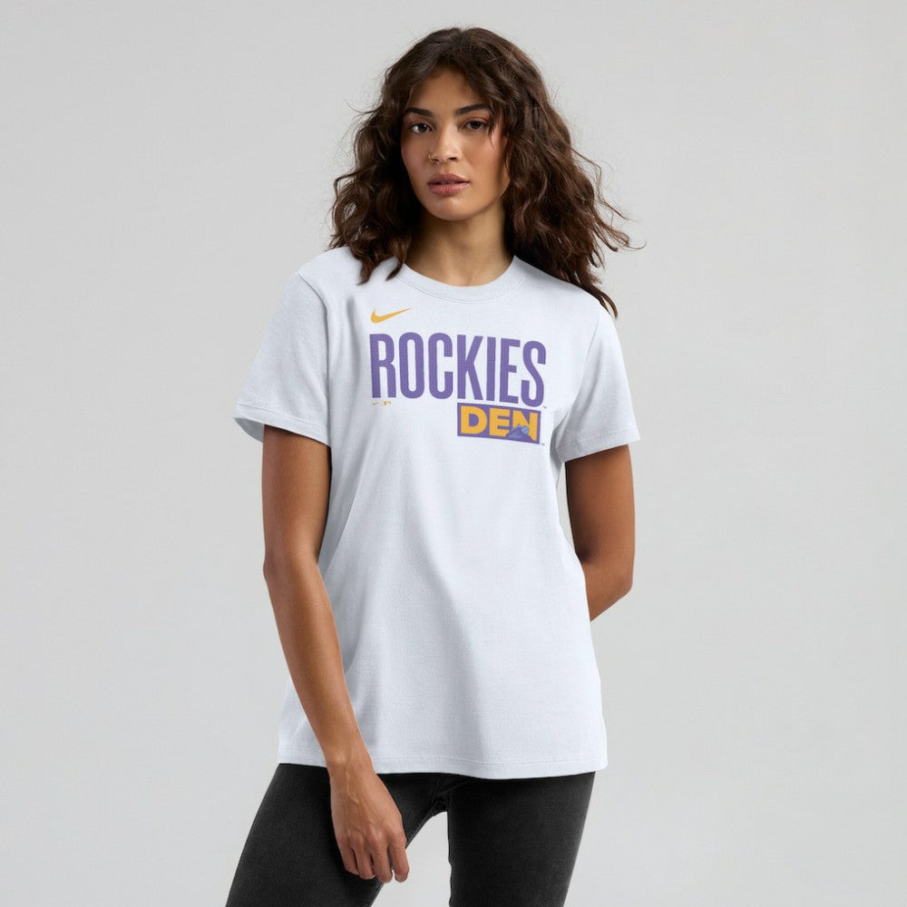 Colorado Rockies Nike Women's 2025 City Connect Wordmark T-Shirt - White T-shirts