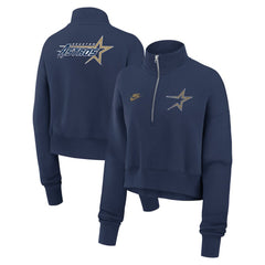 Houston Astros Nike Women's Cooperstown Collection Phoenix Fleece Half-Zip Sweatshirt - Navy Sweatshirts