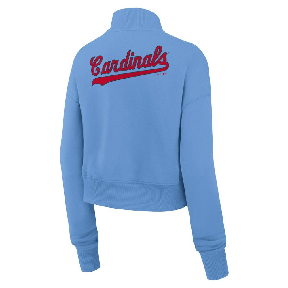 St. Louis Cardinals Nike Women's Cooperstown Collection Phoenix Fleece Half-Zip Sweatshirt - Light Blue Sweatshirts