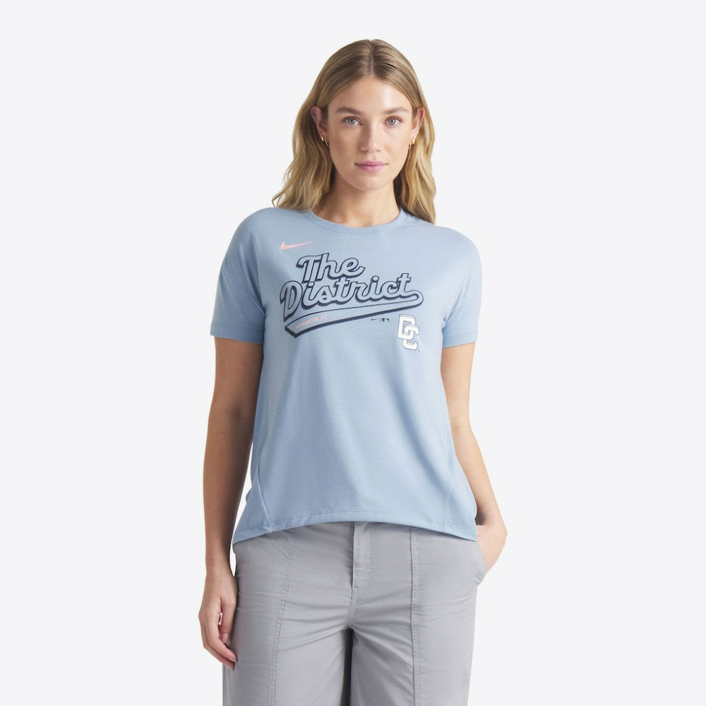 Washington Nationals Nike Women's 2025 City Connect Flowy Fashion Tri-Blend Dri-FIT T-Shirt - Blue T-shirts