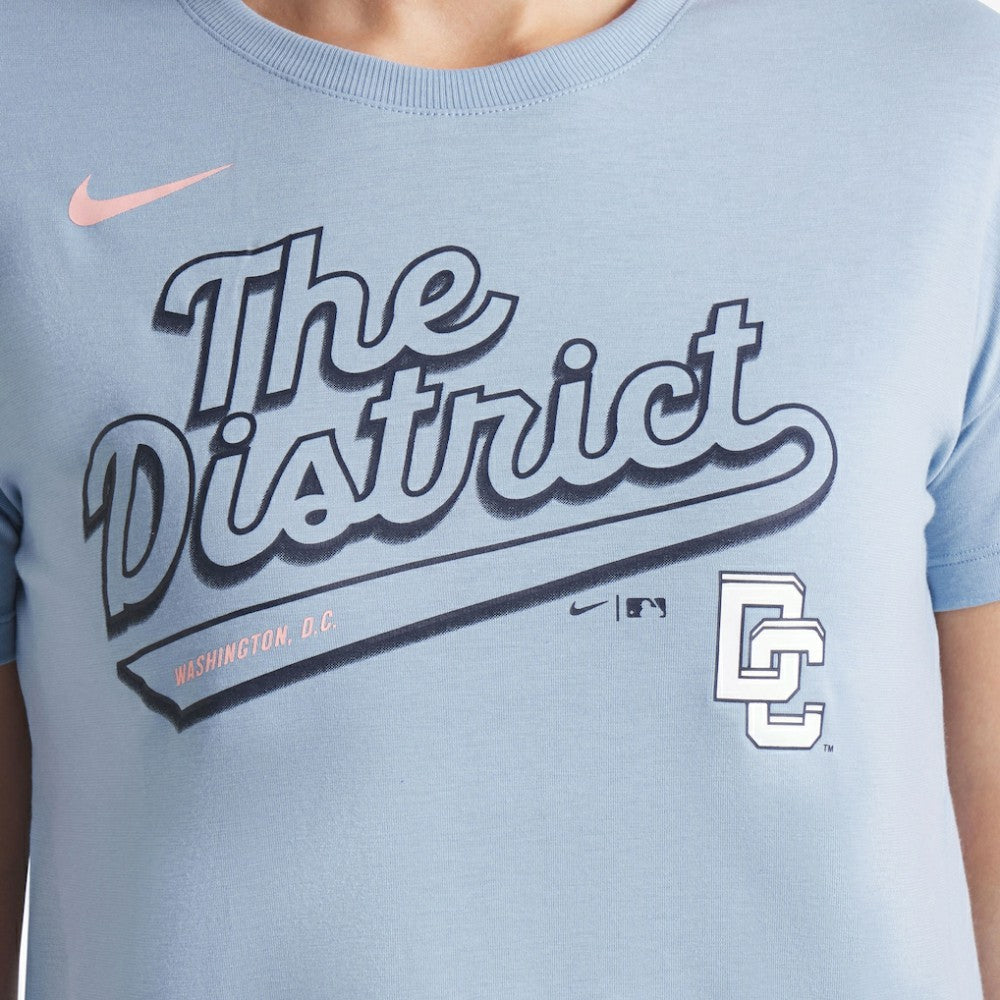 Washington Nationals Nike Women's 2025 City Connect Flowy Fashion Tri-Blend Dri-FIT T-Shirt - Blue T-shirts