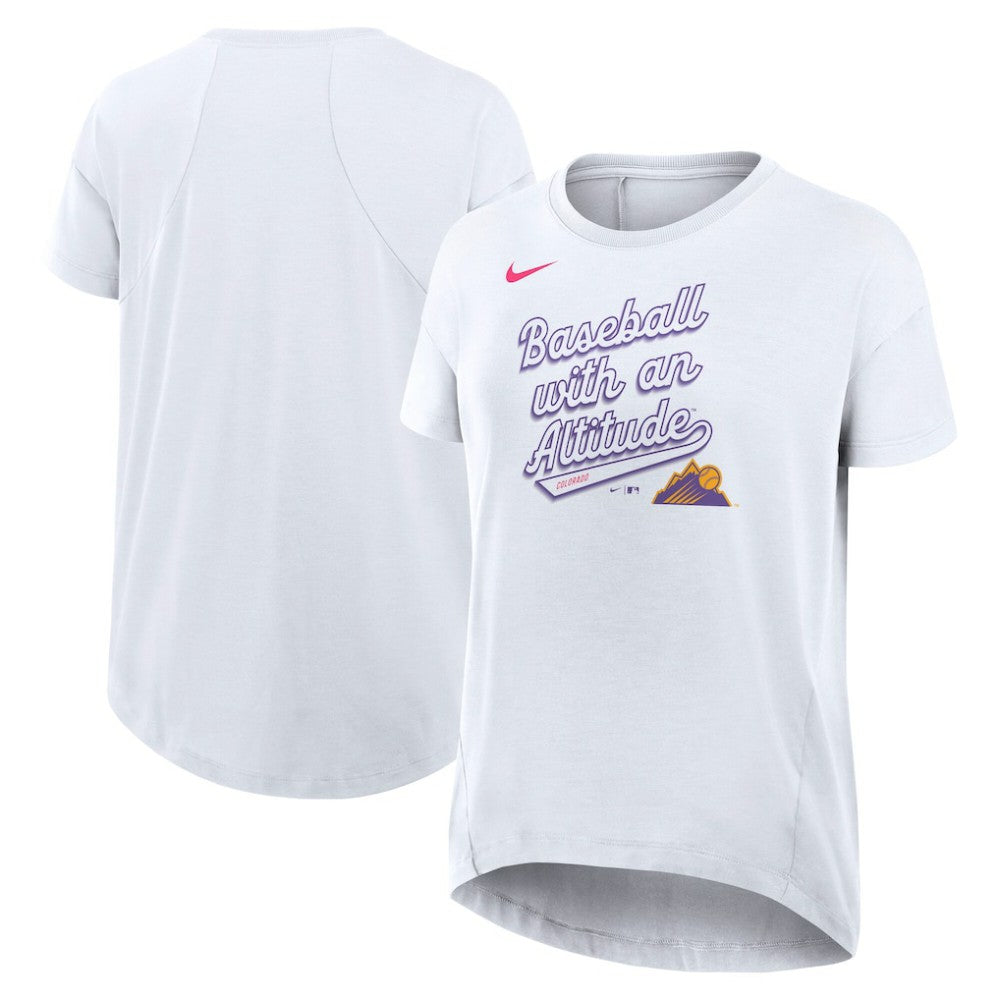 Colorado Rockies Nike Women's 2025 City Connect Flowy Fashion Tri-Blend Dri-FIT T-Shirt - White T-shirts