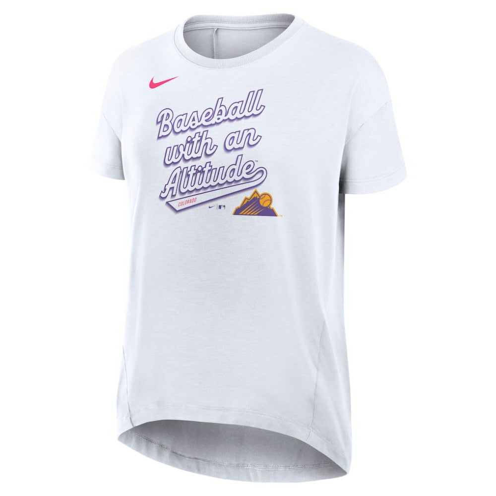 Colorado Rockies Nike Women's 2025 City Connect Flowy Fashion Tri-Blend Dri-FIT T-Shirt - White T-shirts