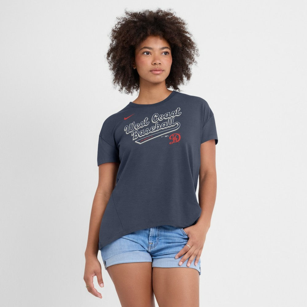 Los Angeles Dodgers Nike Women's 2025 City Connect Flowy Fashion Tri-Blend Dri-FIT T-Shirt - Charcoal T-shirts