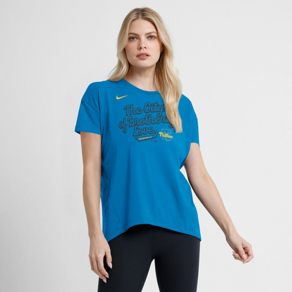Philadelphia Phillies Nike Women's 2025 City Connect Flowy Fashion Tri-Blend Dri-FIT T-Shirt - Blue T-shirts