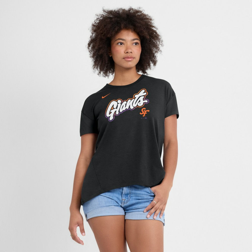 San Francisco Giants Nike Women's 2025 City Connect Flowy Fashion Tri-Blend Dri-FIT T-Shirt - Black T-shirts