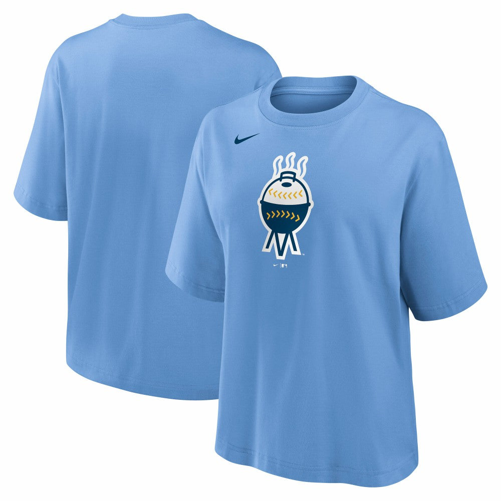 Milwaukee Brewers Nike Women's City Connect Logo Boxy T-Shirt - Light Blue T-shirts