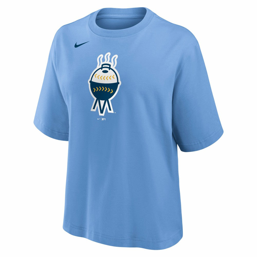 Milwaukee Brewers Nike Women's City Connect Logo Boxy T-Shirt - Light Blue T-shirts