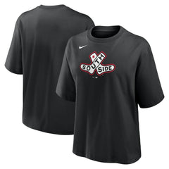 Chicago White Sox Nike Women's 2025 City Connect Logo Boxy T-Shirt - Black T-shirts