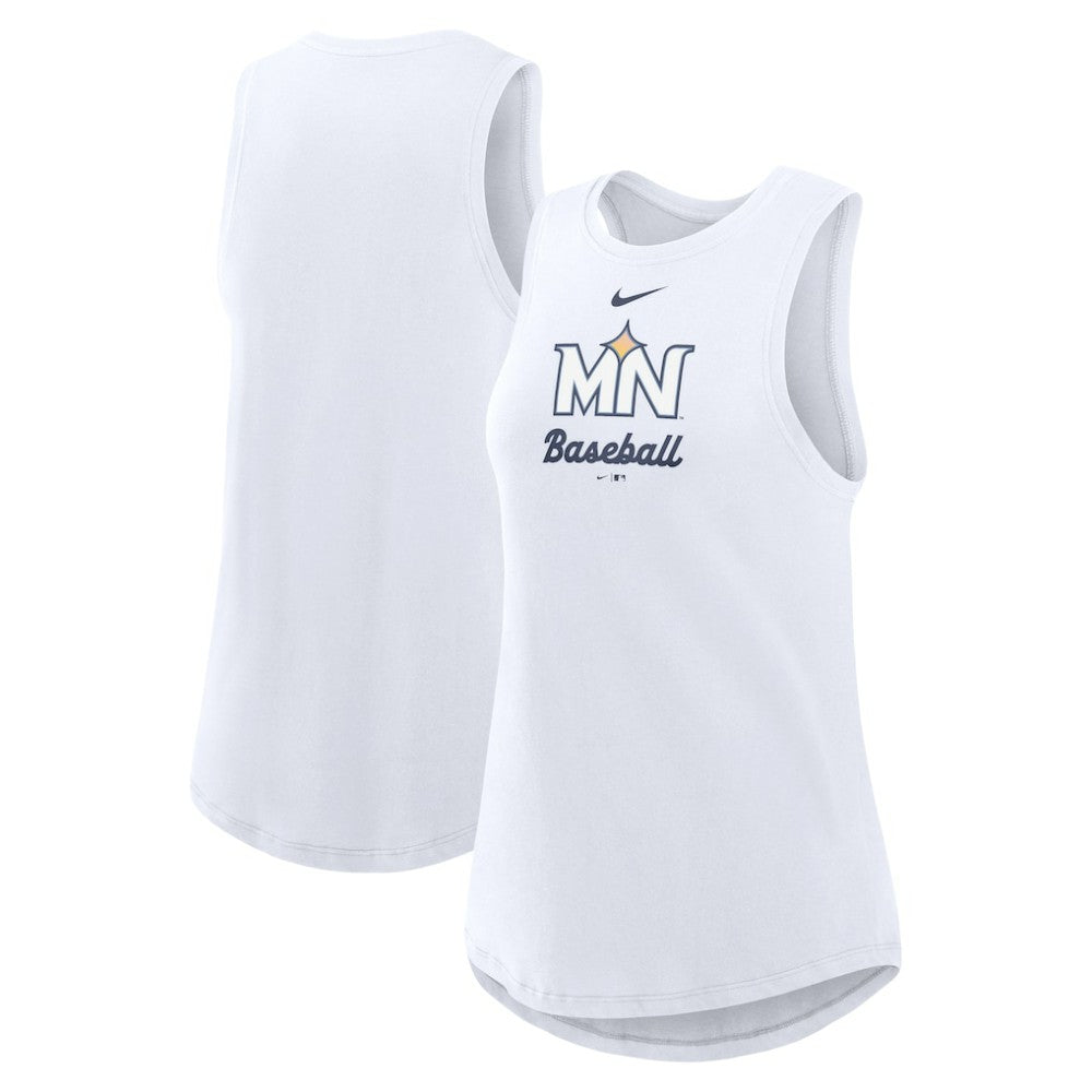 Minnesota Twins Nike Women's City Connect Tricode High Neck Dri-FIT Tank Top - White Tanks