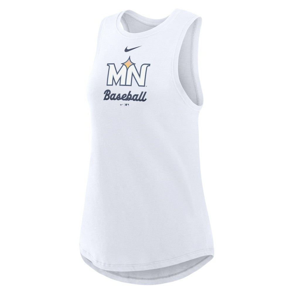 Minnesota Twins Nike Women's City Connect Tricode High Neck Dri-FIT Tank Top - White Tanks