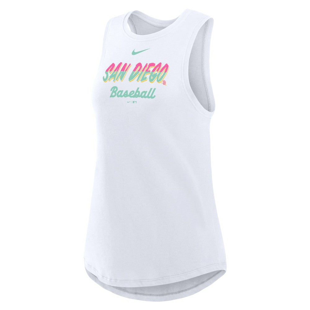 San Diego Padres Nike Women's City Connect Tricode High Neck Dri-FIT Tank Top - White Tanks