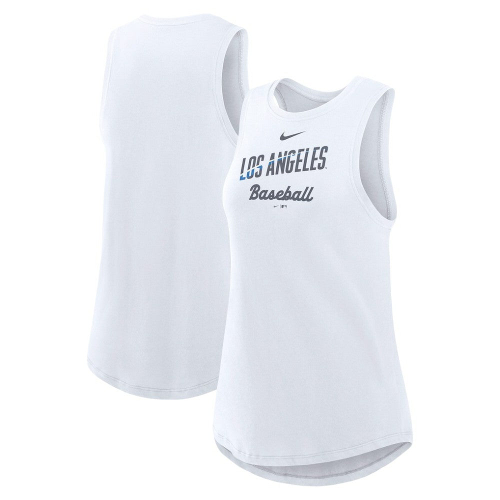 Los Angeles Dodgers Nike Women's City Connect Tricode High Neck Dri-FIT Tank Top - White Tanks