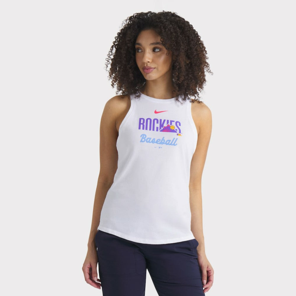 Colorado Rockies Nike Women's City Connect Tricode High Neck Dri-FIT Tank Top - White Tanks