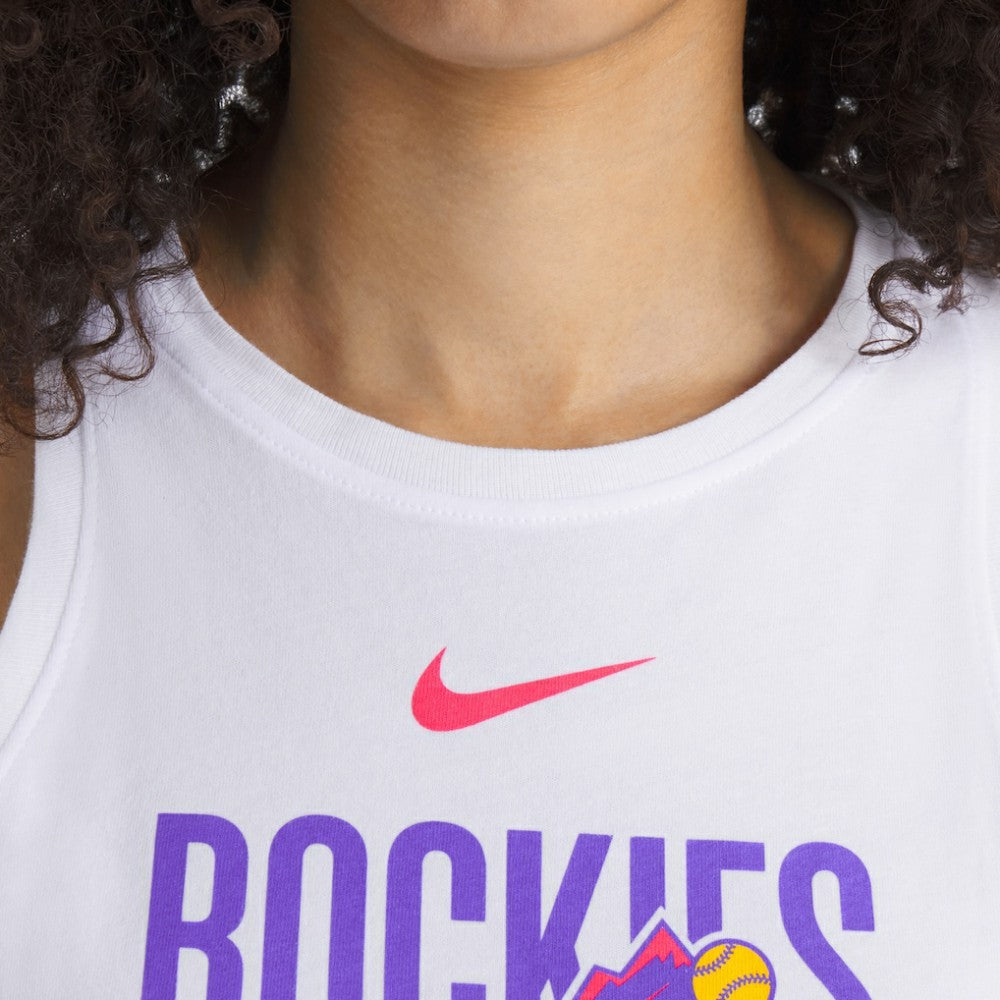 Colorado Rockies Nike Women's City Connect Tricode High Neck Dri-FIT Tank Top - White Tanks