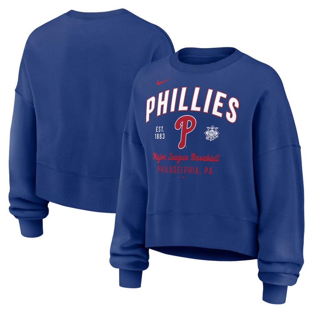 Philadelphia Phillies Nike Women's Oversized High Hip Pullover Sweatshirt - Royal Pullover