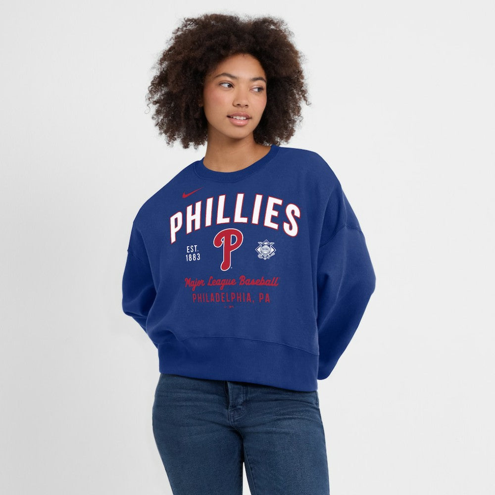 Philadelphia Phillies Nike Women's Oversized High Hip Pullover Sweatshirt - Royal Pullover