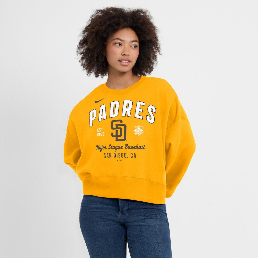 San Diego Padres Nike Women's Oversized High Hip Pullover Sweatshirt - Gold Pullover