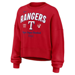 Texas Rangers Nike Women's Oversized High Hip Pullover Sweatshirt - Red Pullover