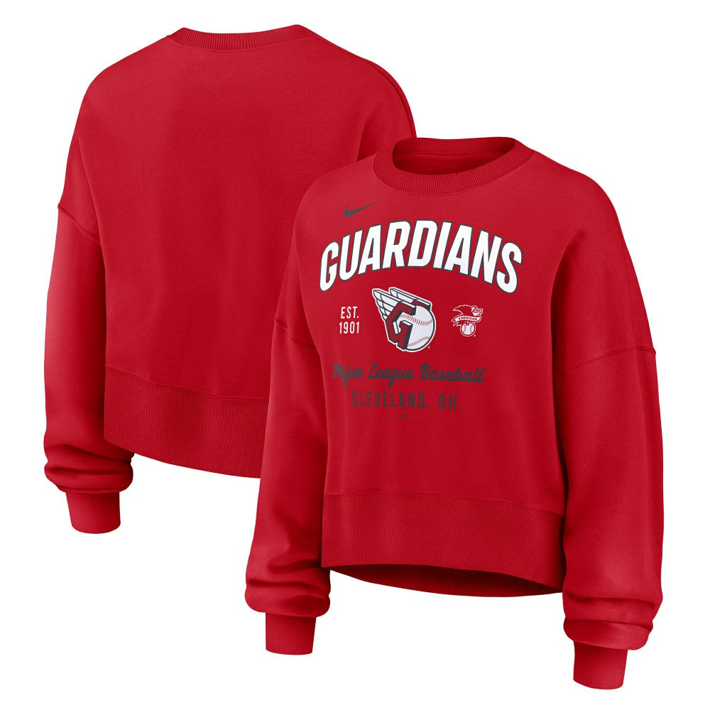 Cleveland Guardians Nike Women's Oversized High Hip Pullover Sweatshirt - Red Pullover