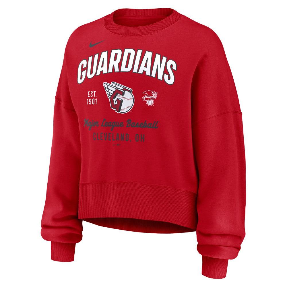 Cleveland Guardians Nike Women's Oversized High Hip Pullover Sweatshirt - Red Pullover