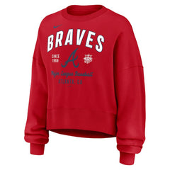 Atlanta Braves Nike Women's Oversized High Hip Pullover Sweatshirt - Red Pullover