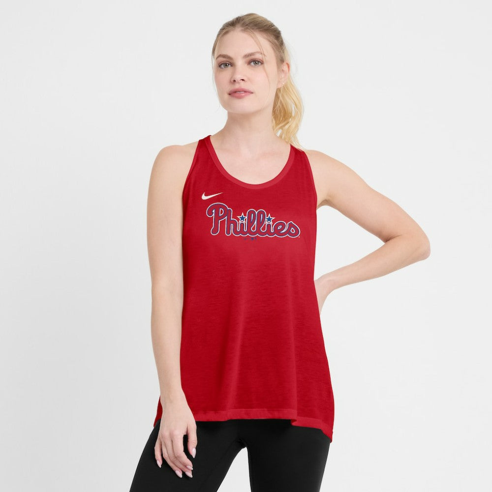 Philadelphia Phillies Nike Open-Back Crisscross Dri-FIT Tank Top - Red Tanks