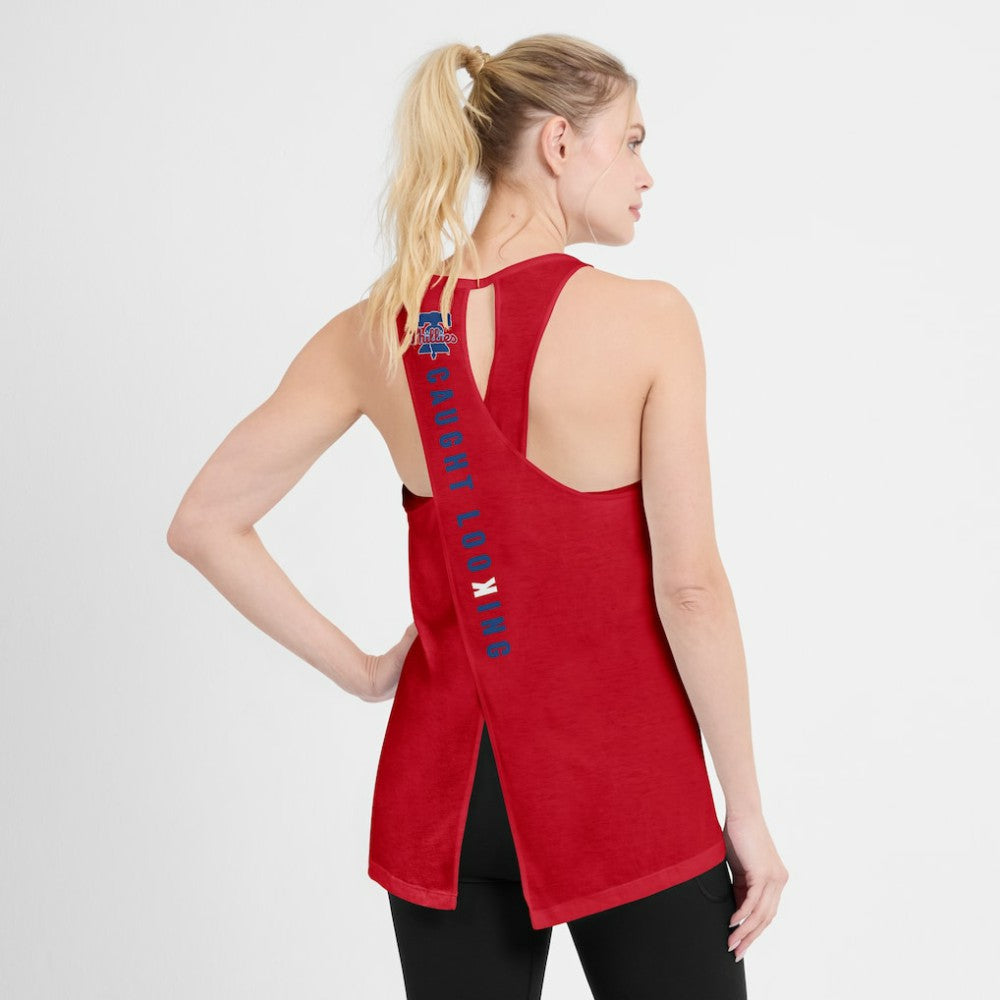 Philadelphia Phillies Nike Open-Back Crisscross Dri-FIT Tank Top - Red Tanks