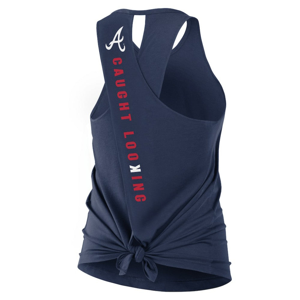 Atlanta Braves Nike Open-Back Crisscross Dri-FIT Tank Top - Navy Tanks