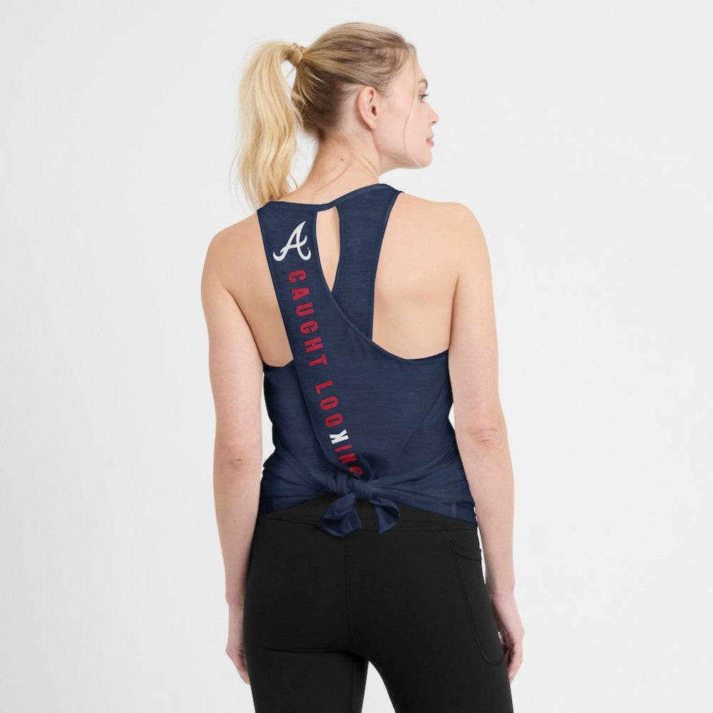 Atlanta Braves Nike Open-Back Crisscross Dri-FIT Tank Top - Navy Tanks