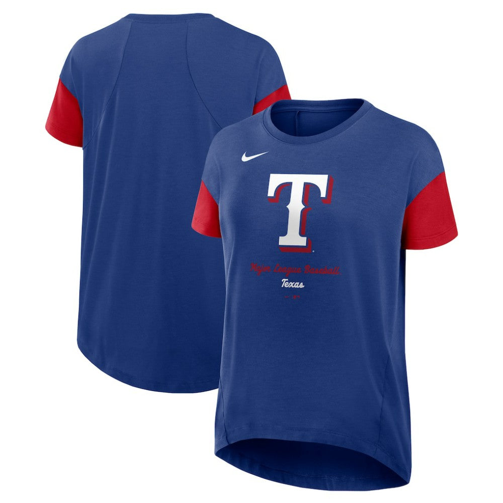 Texas Rangers Nike Women's Flowy Fashion Tri-Blend Dri-FIT T-Shirt - Royal T-shirts