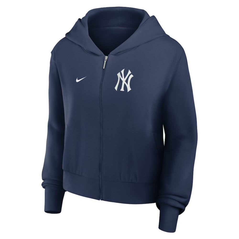 New York Yankees Nike Women's Cropped Chill Full-Zip Hoodie - Navy Hoodies