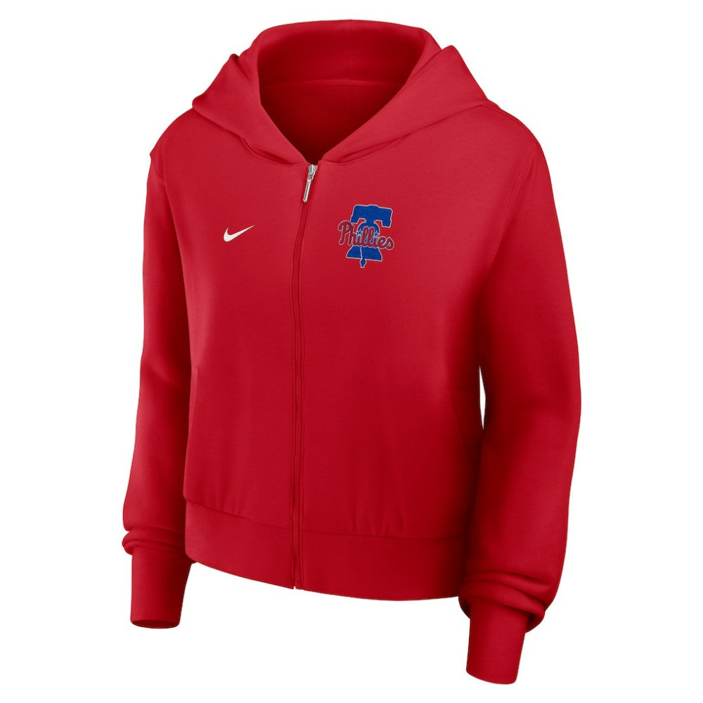 Philadelphia Phillies Nike Women's Cropped Chill Full-Zip Hoodie - Red Hoodies