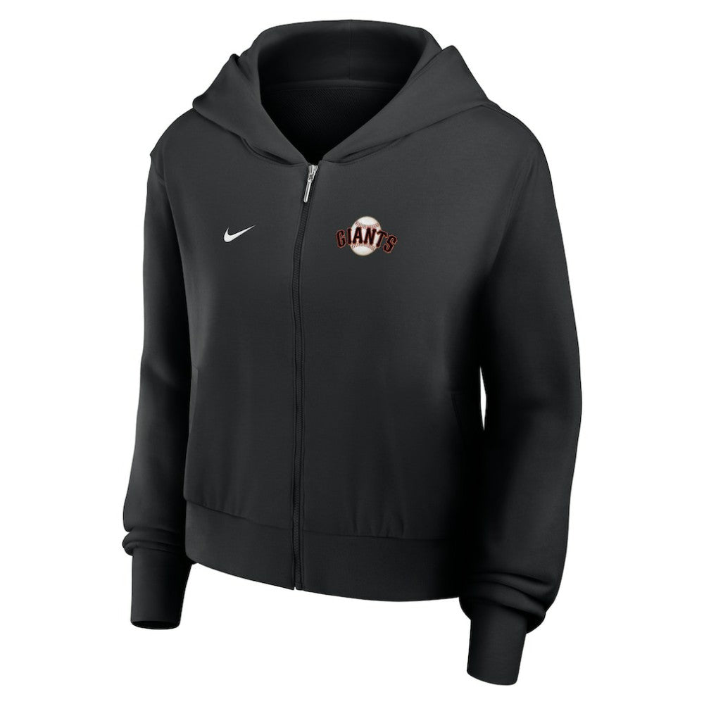 San Francisco Giants Nike Women's Cropped Chill Full-Zip Hoodie - Black Hoodies